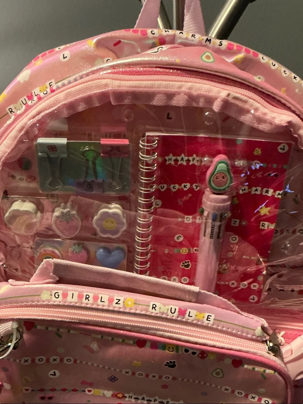 Pink Kids Clear-Front Backpack with Matching Accessory Set with insulated bag